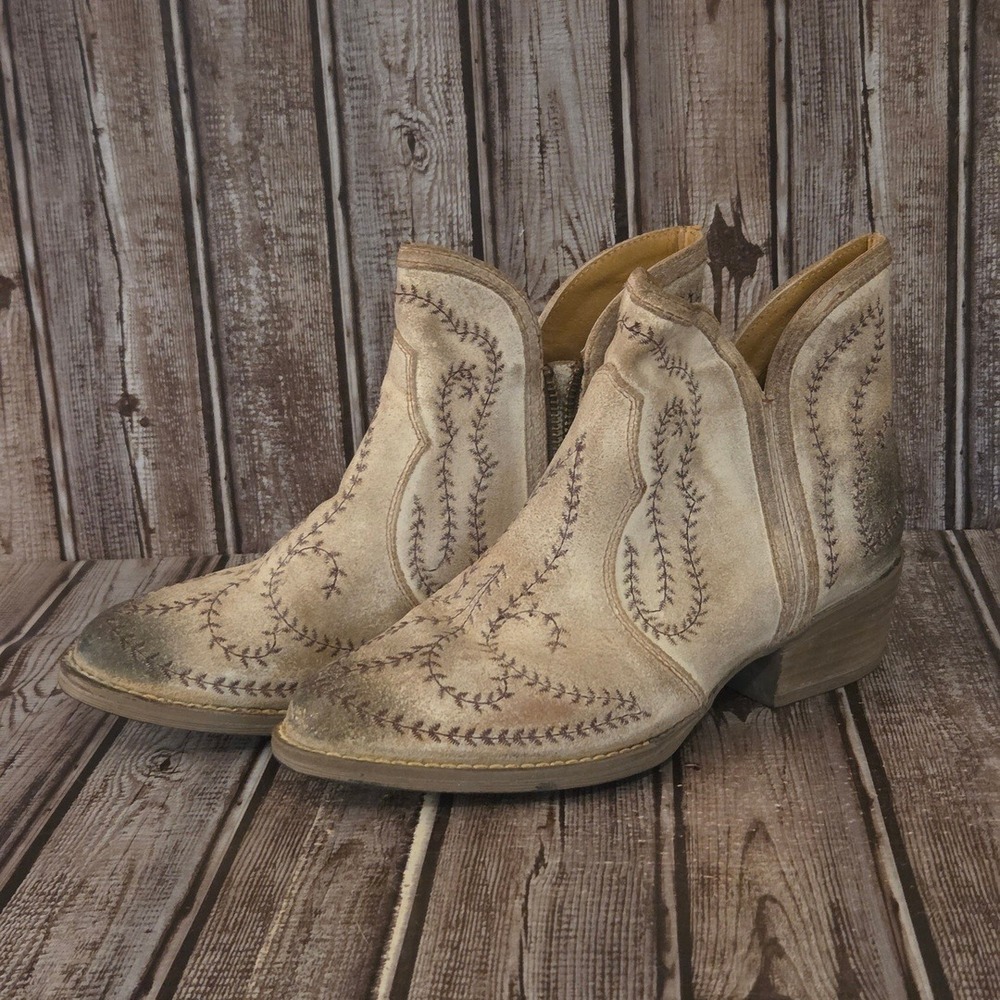 Sz 8 Womens Sterling River Boots Tan Distressed Western Ankle Boots VGUC